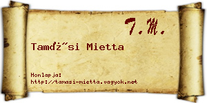 Tamási Mietta névjegykártya